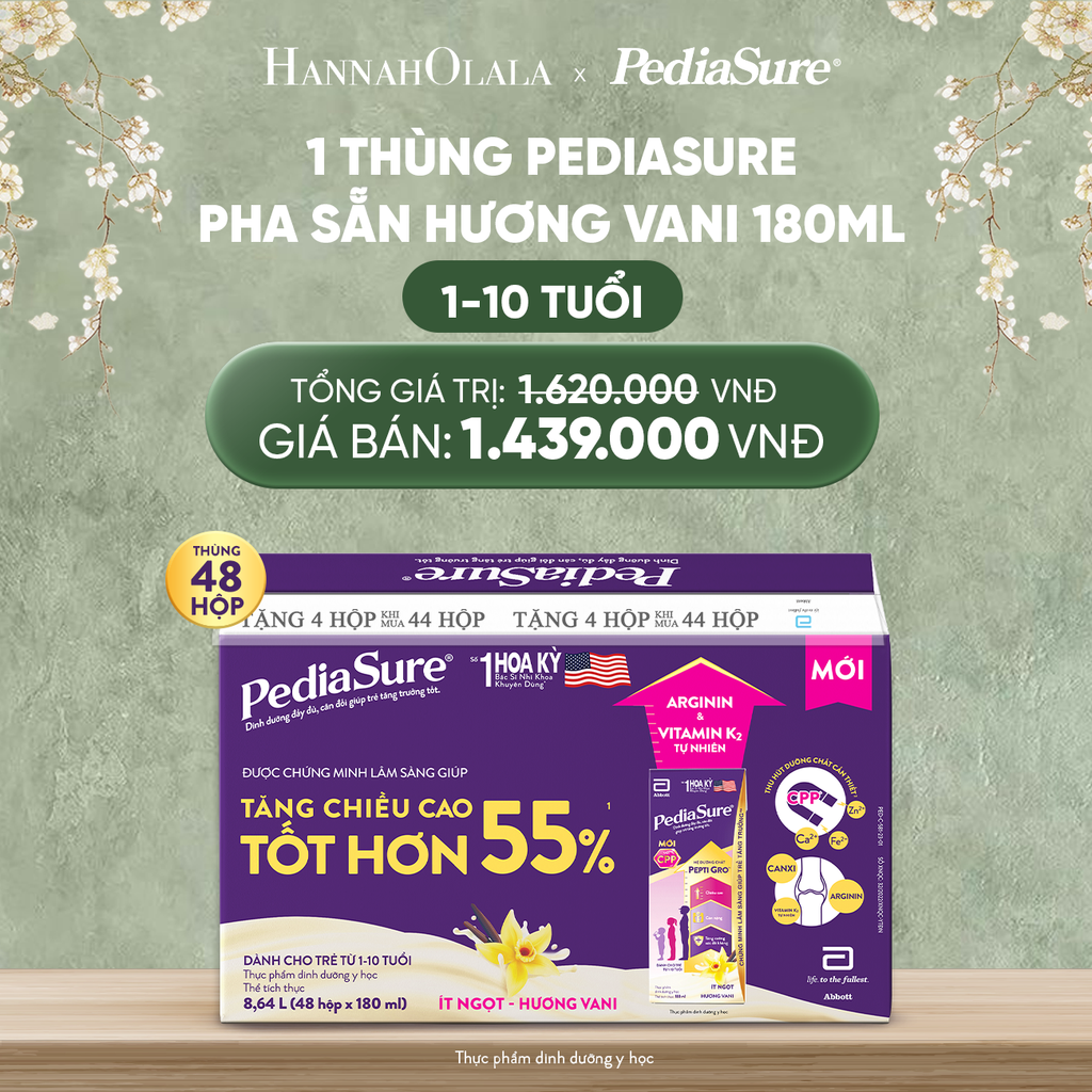  DEAL 5: 1 THÙNG PEDIASURE PHA SẴN HƯƠNG VANI 180ML 