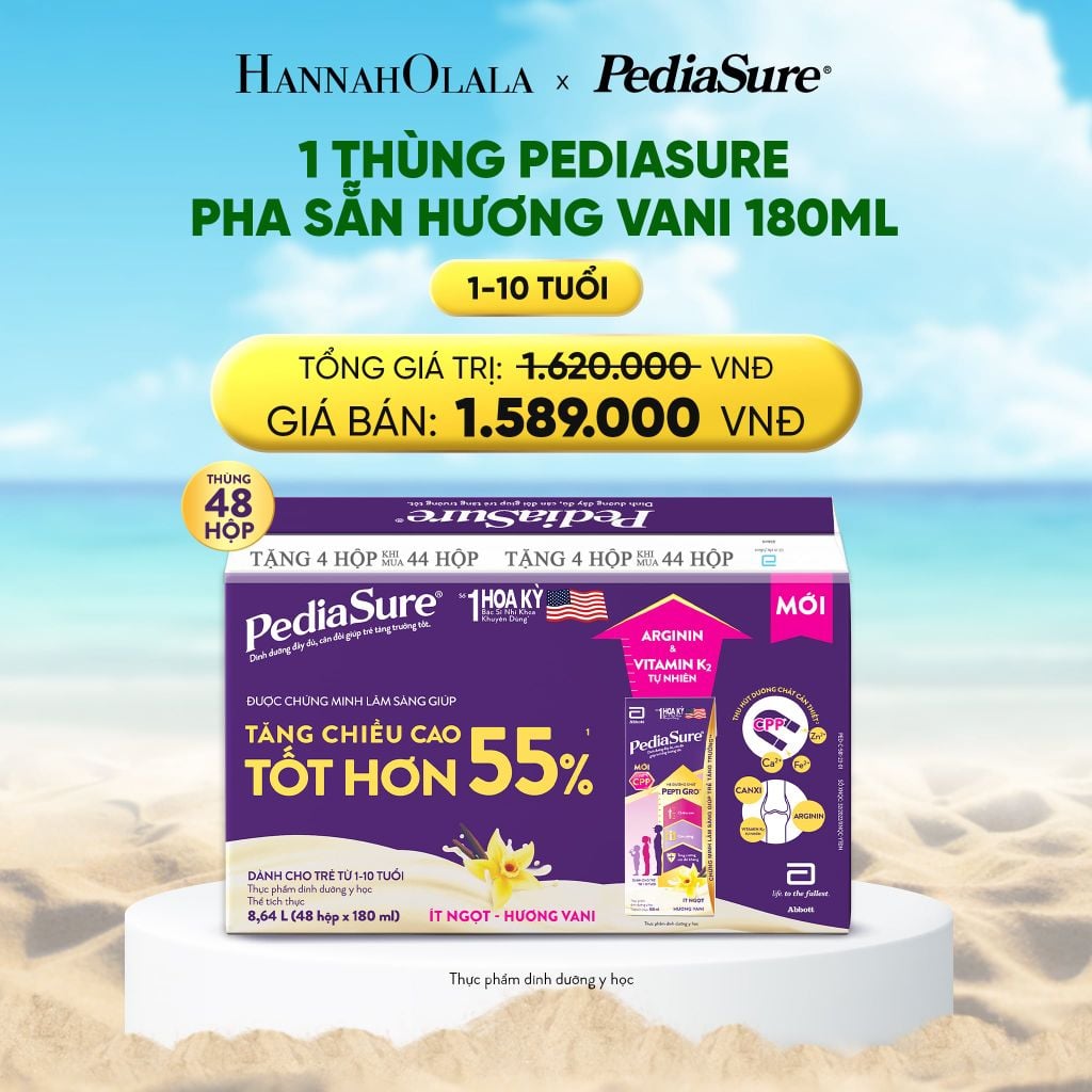  A625_DEAL 5: 1 THÙNG PEDIASURE PHA SẴN HƯƠNG VANI 180ML 