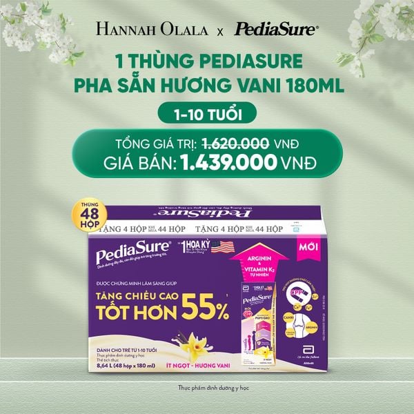  B174_DEAL 5: 1 THÙNG PEDIASURE PHA SẴN HƯƠNG VANI 180ML 