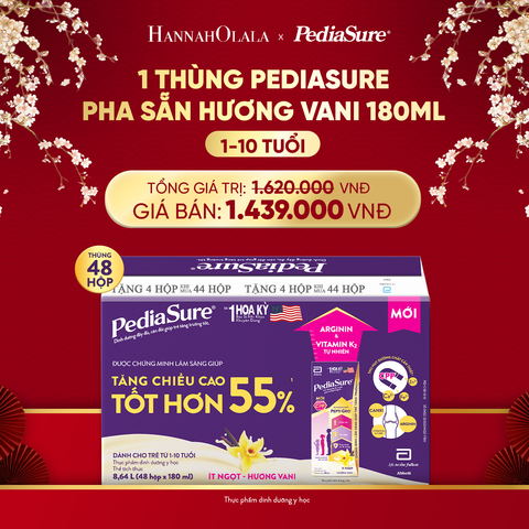  A52_DEAL 5: 1 THÙNG PEDIASURE PHA SẴN HƯƠNG VANI 180ML 