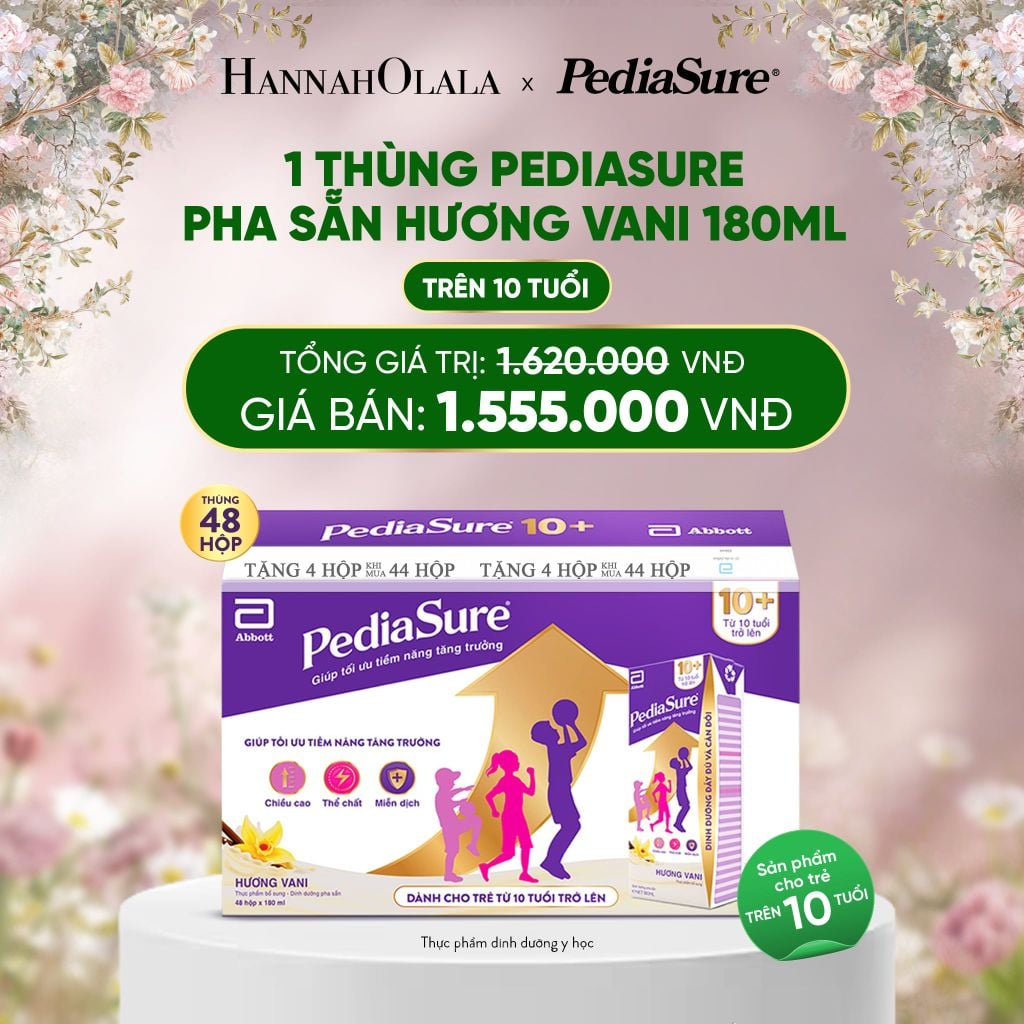  DEAL 6: 1 THÙNG PEDIASURE PHA SẴN HƯƠNG VANI 180ML 10+ 