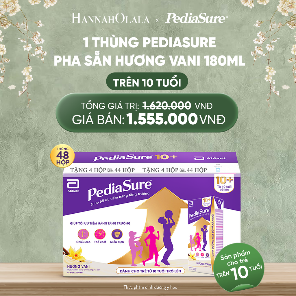  DEAL 6: 1 THÙNG PEDIASURE PHA SẴN HƯƠNG VANI 180ML 10+ 