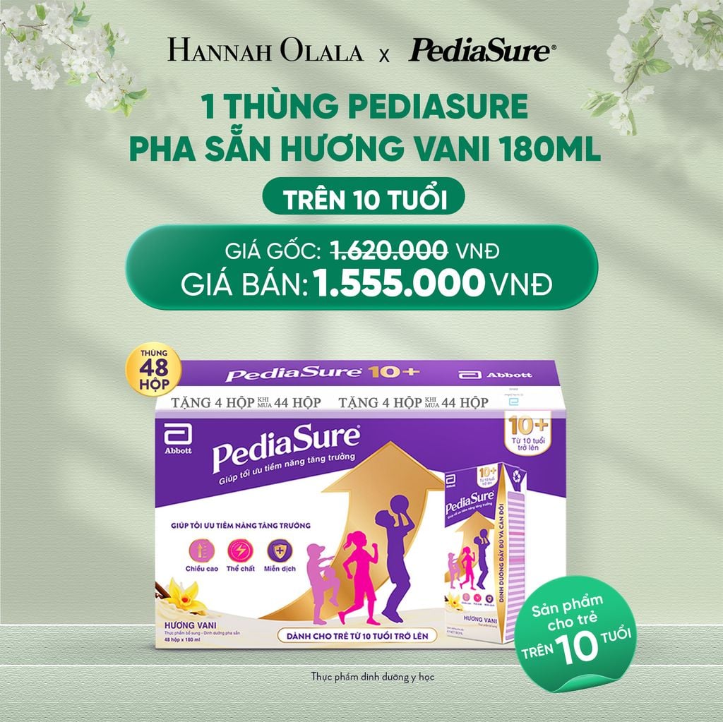  DEAL 6: 1 THÙNG PEDIASURE PHA SẴN HƯƠNG VANI 180ML 10+ 