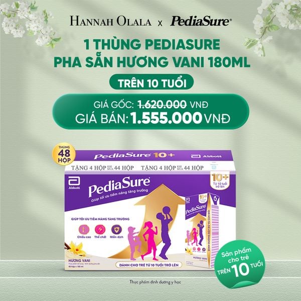  DEAL 6: 1 THÙNG PEDIASURE PHA SẴN HƯƠNG VANI 180ML 10+ 
