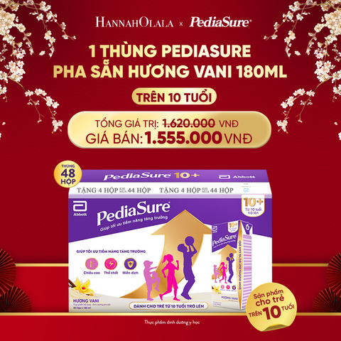  A53_DEAL 6: 1 THÙNG PEDIASURE PHA SẴN HƯƠNG VANI 180ML 10+ 