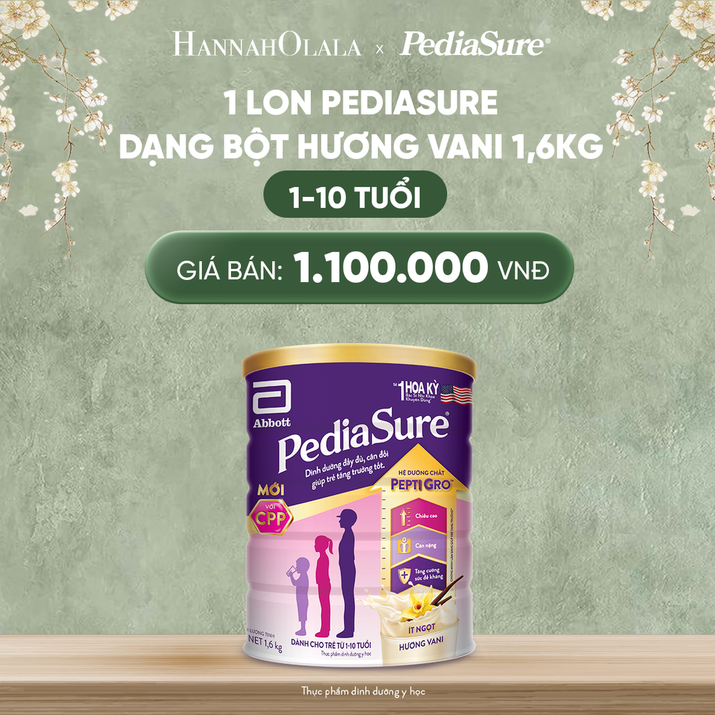  DEAL 7: 1 LON PEDIASURE DẠNG BỘT HƯƠNG VANI 1,6KG 