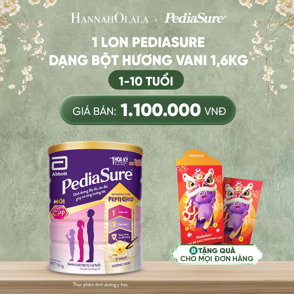  D697_DEAL 7: [TẶNG BAO LÌ XÌ] 1 LON PEDIASURE DẠNG BỘT HƯƠNG VANI 1,6KG 