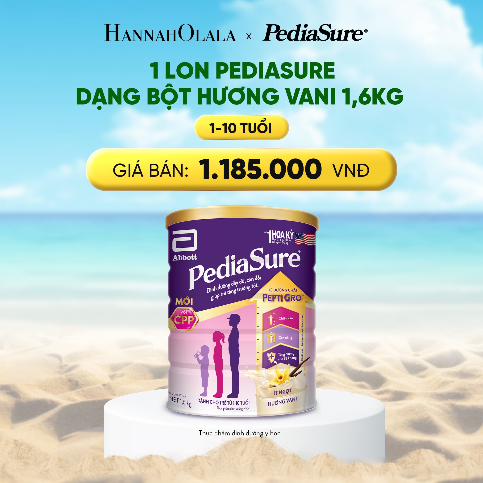 Sữa Bột Pediasure 1,6kg Hương Vani