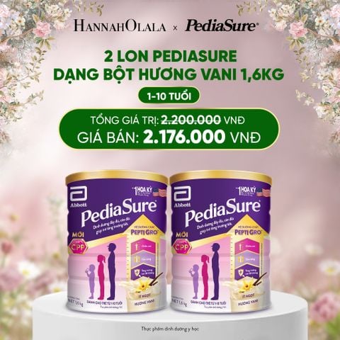  DEAL 8: 2 LON PEDIASURE DẠNG BỘT HƯƠNG VANI 1.6KG 