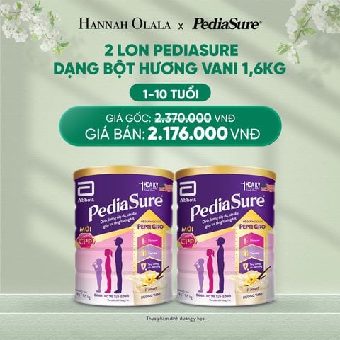  DEAL 8: 2 LON PEDIASURE DẠNG BỘT HƯƠNG VANI 1.6KG 