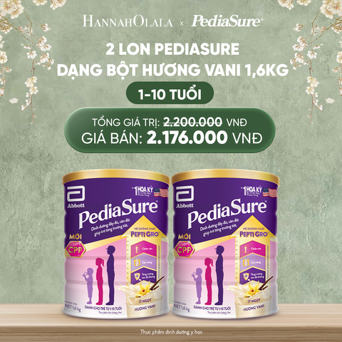  DEAL 8: 2 LON PEDIASURE DẠNG BỘT HƯƠNG VANI 1.6KG 