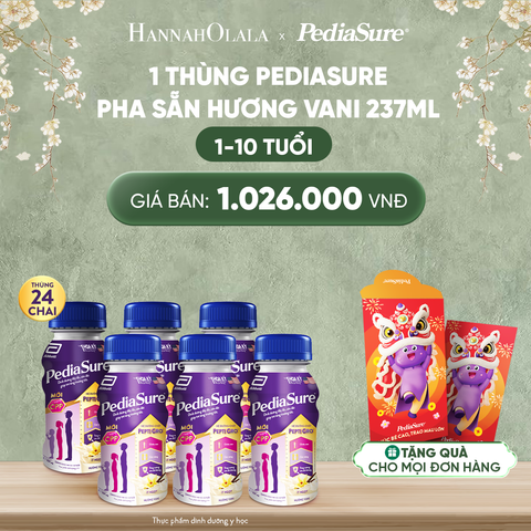  D3_DEAL 9: [TẶNG BAO LÌ XÌ] 1 THÙNG 24 CHAI PEDIASURE PHA SẴN HƯƠNG VANI 237ML 