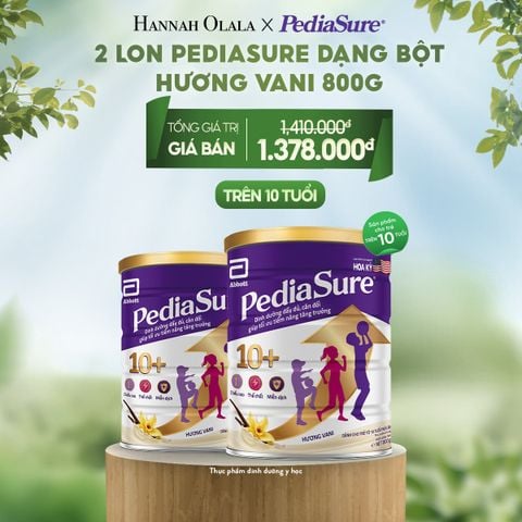 E128_DEAL 11: 2 LON PEDIASURE DẠNG BỘT HƯƠNG VANI 800G 10+ 