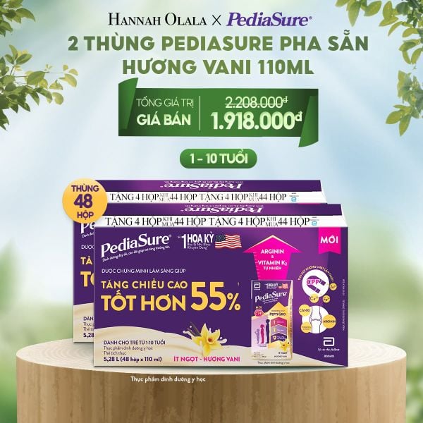  E129_DEAL 12: 2 THÙNG PEDIASURE PHA SẴN HƯƠNG VANI 110ML 