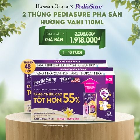  E129_DEAL 12: 2 THÙNG PEDIASURE PHA SẴN HƯƠNG VANI 110ML 