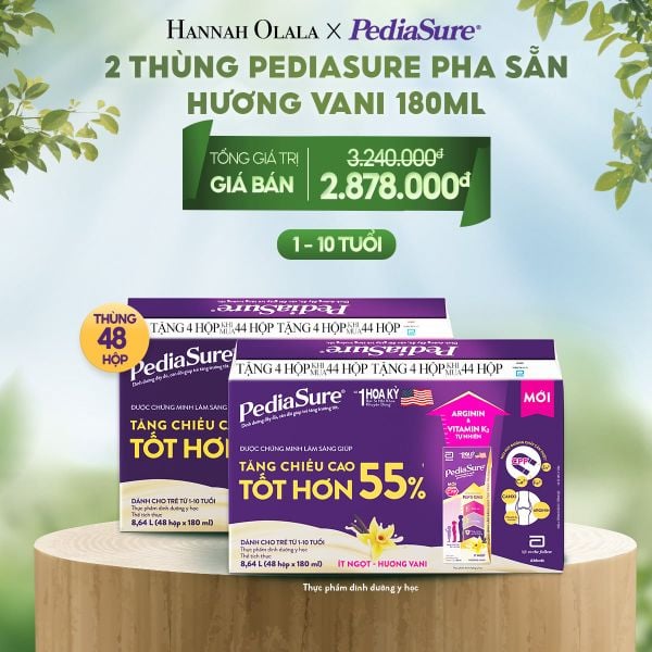  DEAL 13: 2 THÙNG PEDIASURE PHA SẴN HƯƠNG VANI 180ML 