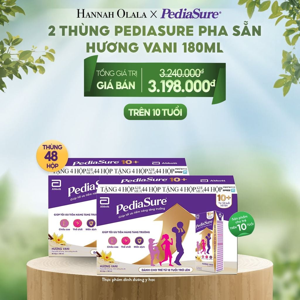  E131_DEAL 14: 2 THÙNG PEDIASURE PHA SẴN HƯƠNG VANI 180ML 10+ 
