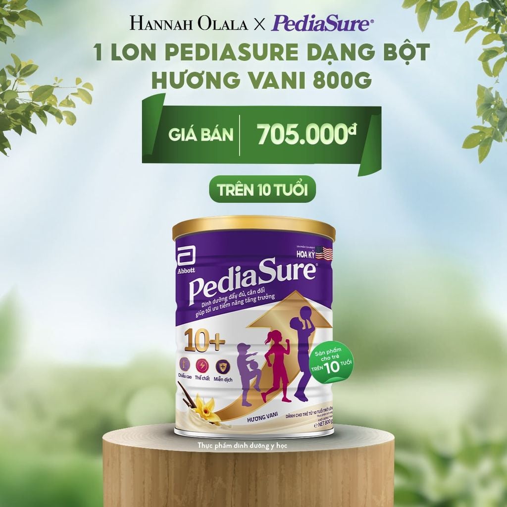  E132_DEAL 2: 1 LON PEDIASURE DẠNG BỘT HƯƠNG VANI 800G 10+ 