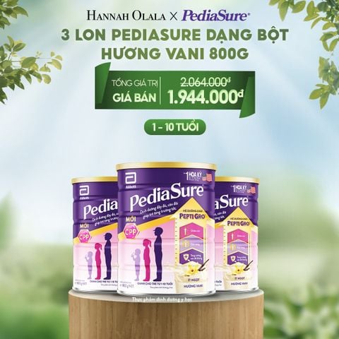  E133_DEAL 3: 3 LON PEDIASURE DẠNG BỘT HƯƠNG VANI 800G 