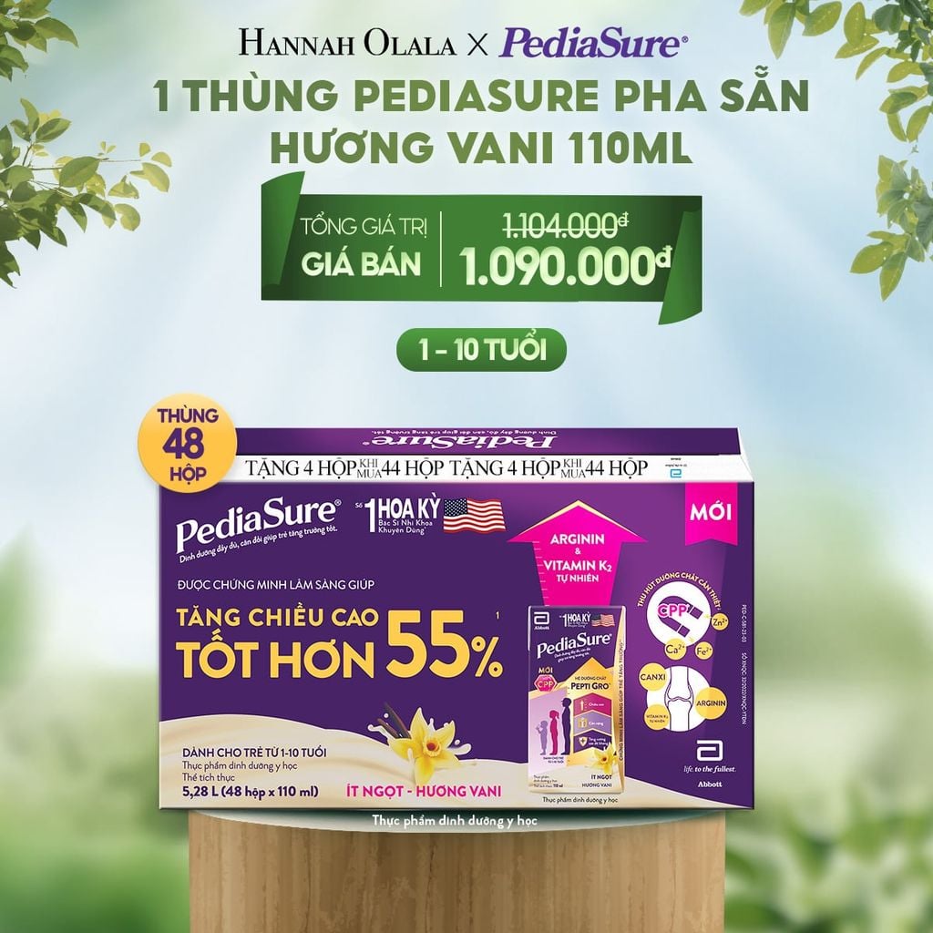  E134_DEAL 4: 1 THÙNG PEDIASURE PHA SẴN HƯƠNG VANI 110ML 