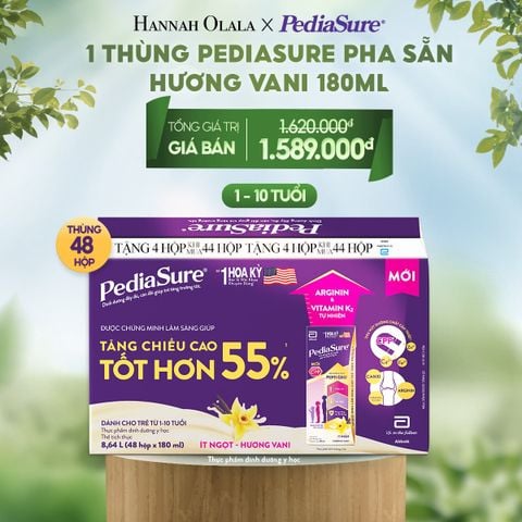  E135_DEAL 5: 1 THÙNG PEDIASURE PHA SẴN HƯƠNG VANI 180ML 