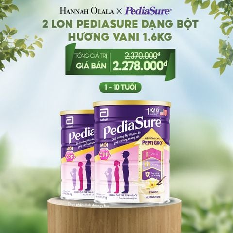  E138_DEAL 8: 2 LON PEDIASURE DẠNG BỘT HƯƠNG VANI 1.6KG 