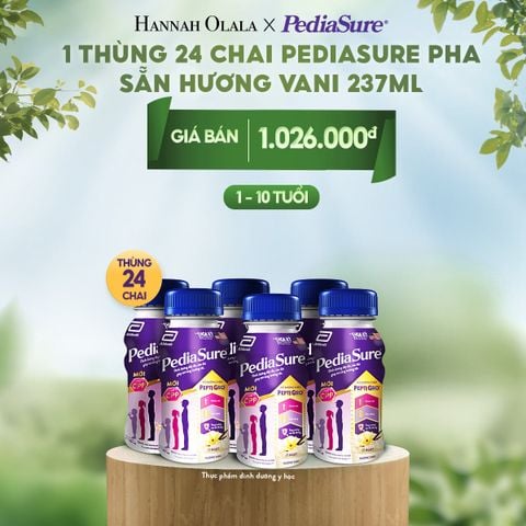  E139_DEAL 9: 1 THÙNG 24 CHAI PEDIASURE PHA SẴN HƯƠNG VANI 237ML 