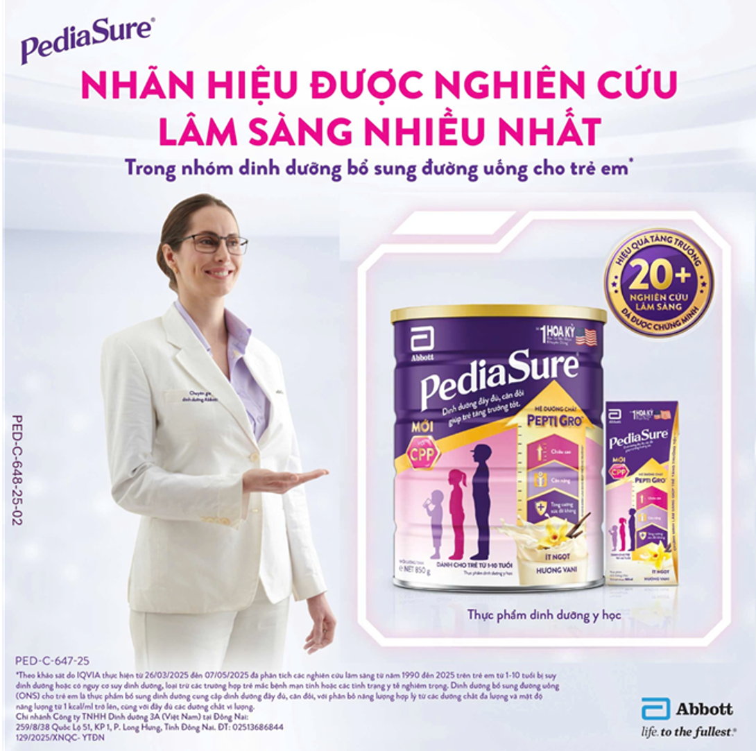  E92_DEAL 1: 1 LON PEDIASURE DẠNG BỘT HƯƠNG VANI 800G 