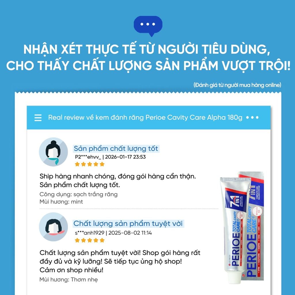  COMBO 06 KEM ĐÁNH RĂNG PERIOE CAVITY CARE ALPHA 180G 