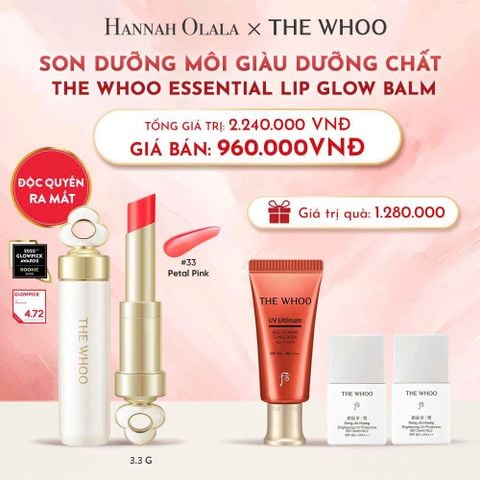  D42_DEAL14C: NEW - BỘ SON DƯỠNG CẢI THIỆN NẾP NHĂN MÔI THE WHOO ESSENTIAL LIP GLOW BALM - 33 PETAL PINK 