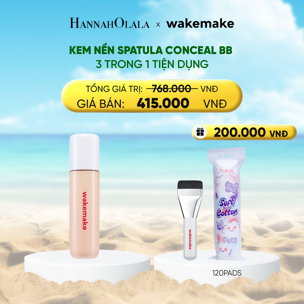  DEAL 5: KEM NỀN WAKEMAKE SPATULA CONCEAL BB 3 TRONG 1 TIỆN DỤNG 