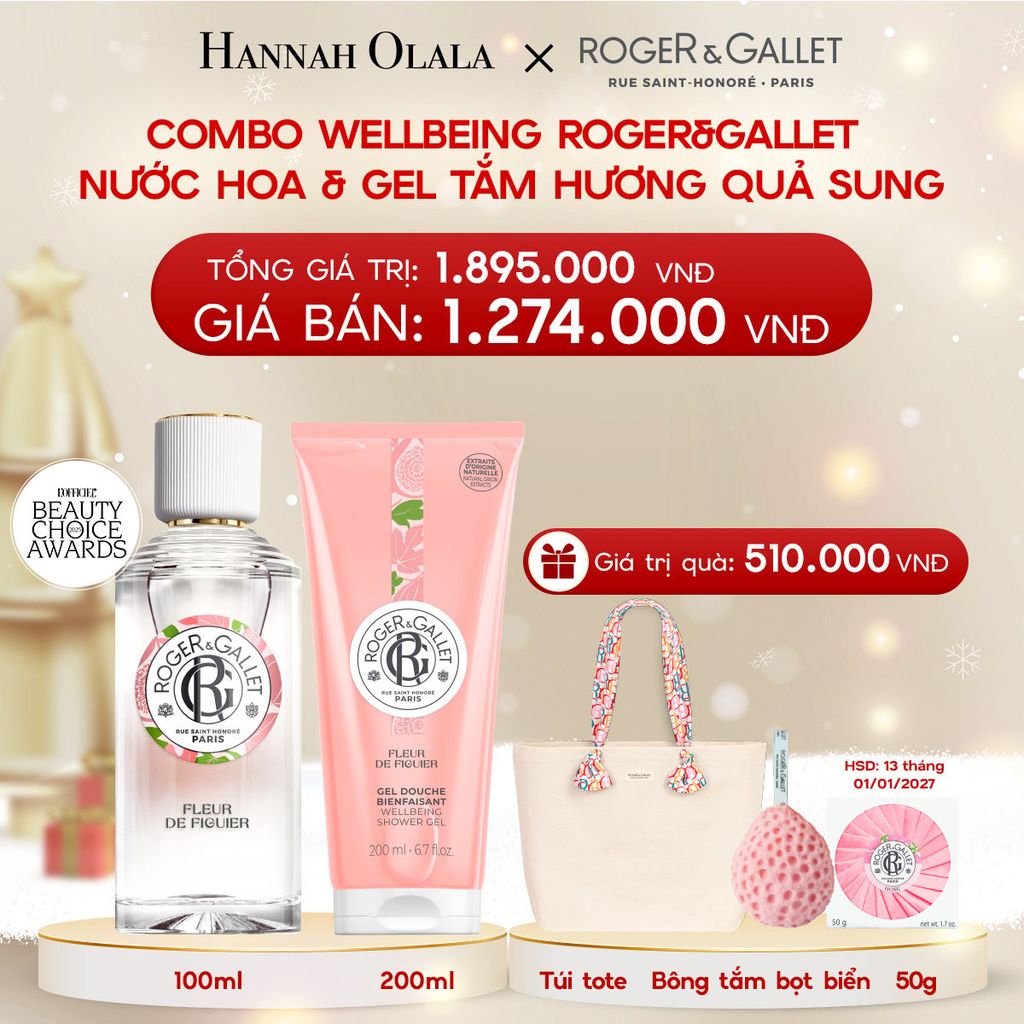  A158_DEAL 3: COMBO LƯU HƯƠNG WELBEING ROGER&GALLLET: Nước hoa 100ml & Gel tắm 200ml 