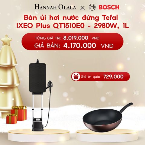  A1155_DEAL 3.1: BÀN ỦI HƠI NƯỚC ĐỨNG TEFAL IXEO PLUS QT1510E0 - 2980W, 1L 