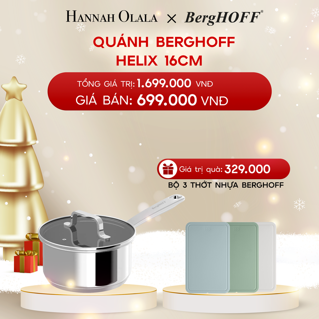  A906_DEAL 2: QUÁNH BERGHOFF HELIX 16CM – TẶNG BỘ 3 THỚT NHỰA BERGHOFF 
