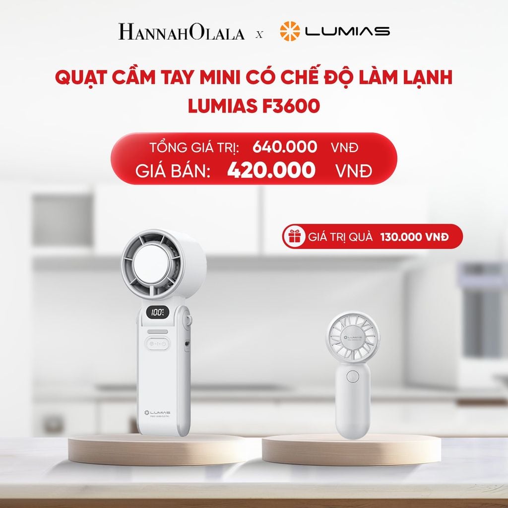  B55_DEAL 25: QUẠT CẦM TAY MINI CÓ CHẾ ĐỘ LÀM LẠNH LUMIAS F3600 