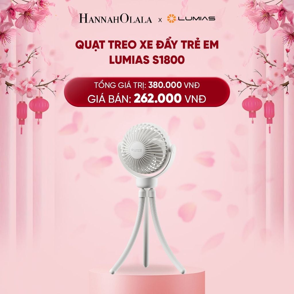  DEAL 22: QUẠT TREO XE ĐẨY TRẺ EM LUMIAS S1800 