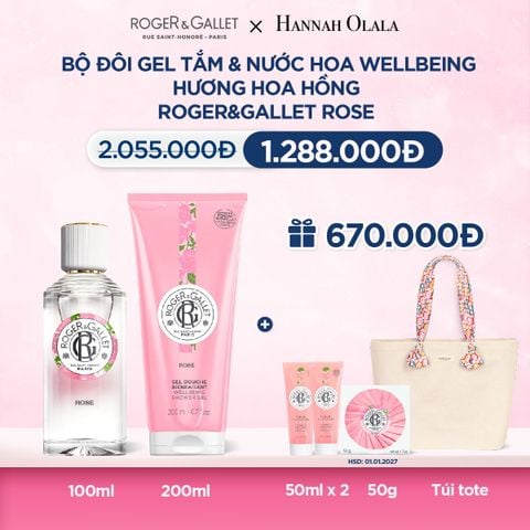  DEAL 3: COMBO LƯU HƯƠNG WELBEING ROGER&GALLLET: Nước hoa 100ml & Gel tắm 200ml 