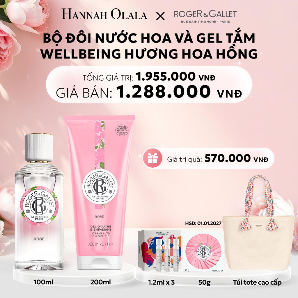  E629: DEAL 3: COMBO LƯU HƯƠNG WELBEING ROGER&GALLLET: Nước hoa 100ml & Gel tắm 200ml - [GIAO HÀNG TỪ 03/10] 