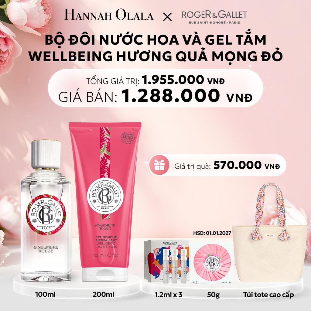  E629: DEAL 3: COMBO LƯU HƯƠNG WELBEING ROGER&GALLLET: Nước hoa 100ml & Gel tắm 200ml - [GIAO HÀNG TỪ 03/10] 
