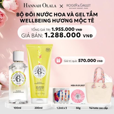  E629: DEAL 3: COMBO LƯU HƯƠNG WELBEING ROGER&GALLLET: Nước hoa 100ml & Gel tắm 200ml - [GIAO HÀNG TỪ 03/10] 