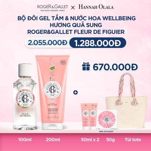  DEAL 3: COMBO LƯU HƯƠNG WELBEING ROGER&GALLLET: Nước hoa 100ml & Gel tắm 200ml 