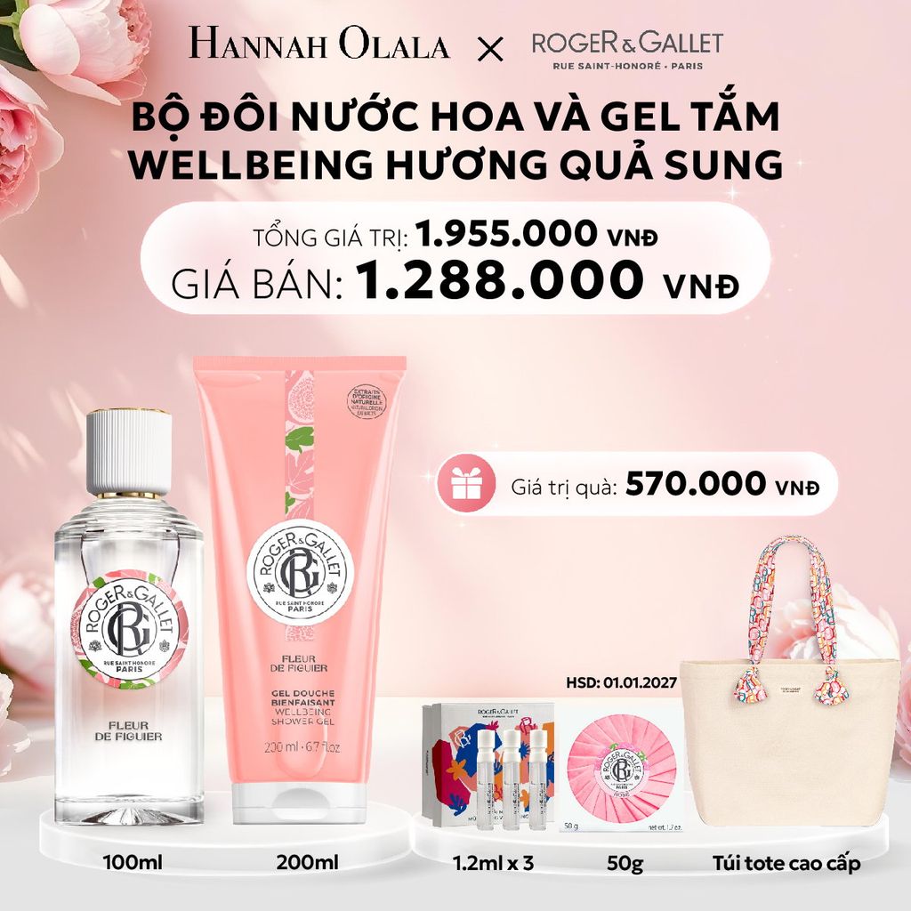  E629: DEAL 3: COMBO LƯU HƯƠNG WELBEING ROGER&GALLLET: Nước hoa 100ml & Gel tắm 200ml - [GIAO HÀNG TỪ 03/10] 
