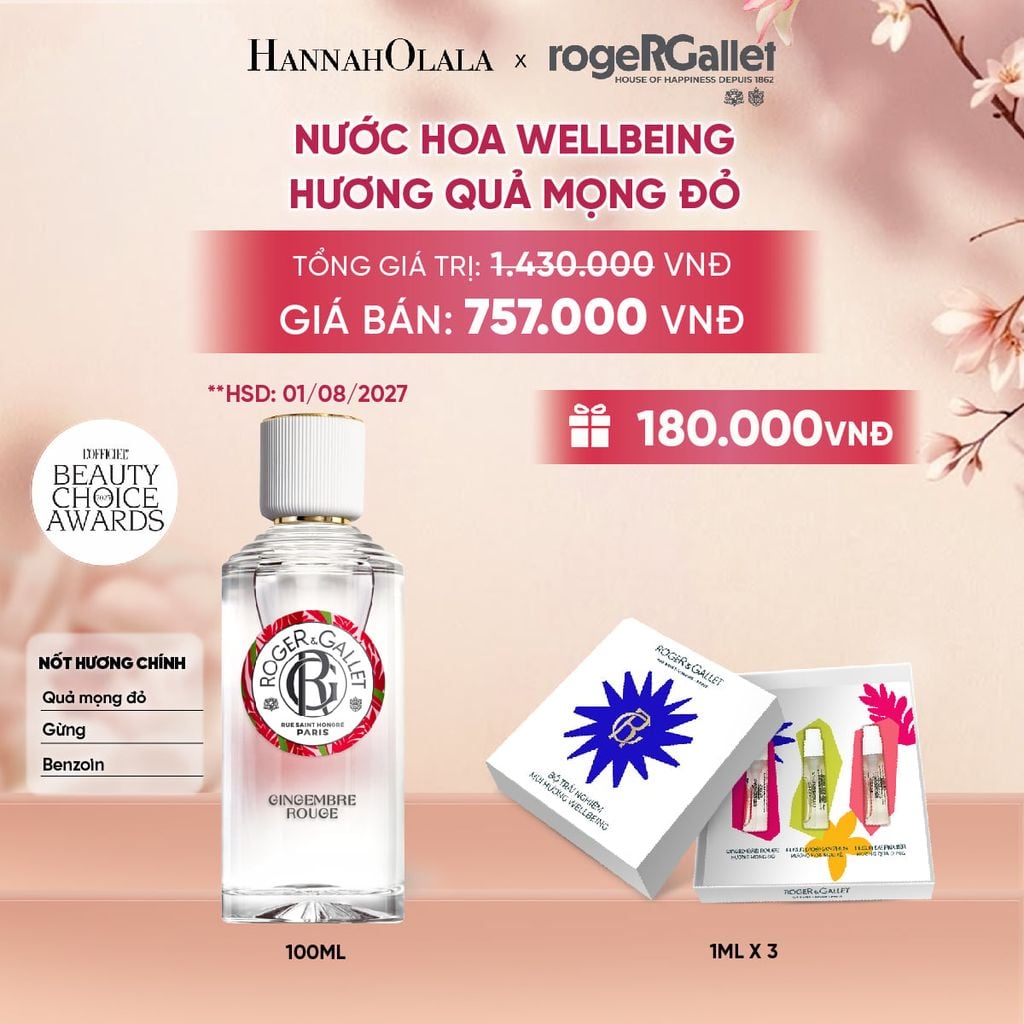  (HSD 07-08/2027) NƯỚC HOA WELLBEING ROGER&GALLET 100ML - A1740 