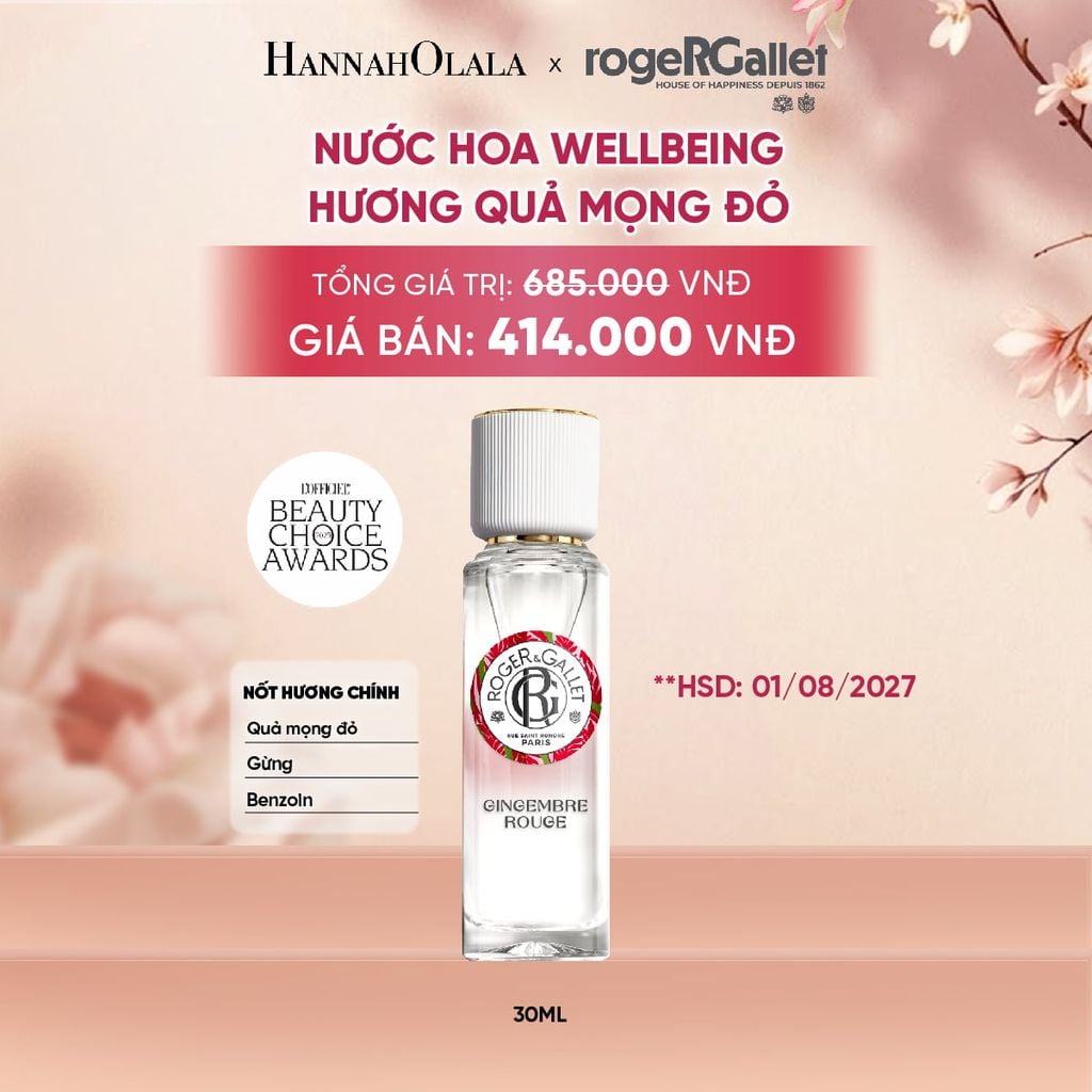  NƯỚC HOA WELLBEING ROGER&GALLET 30ML - A2123 