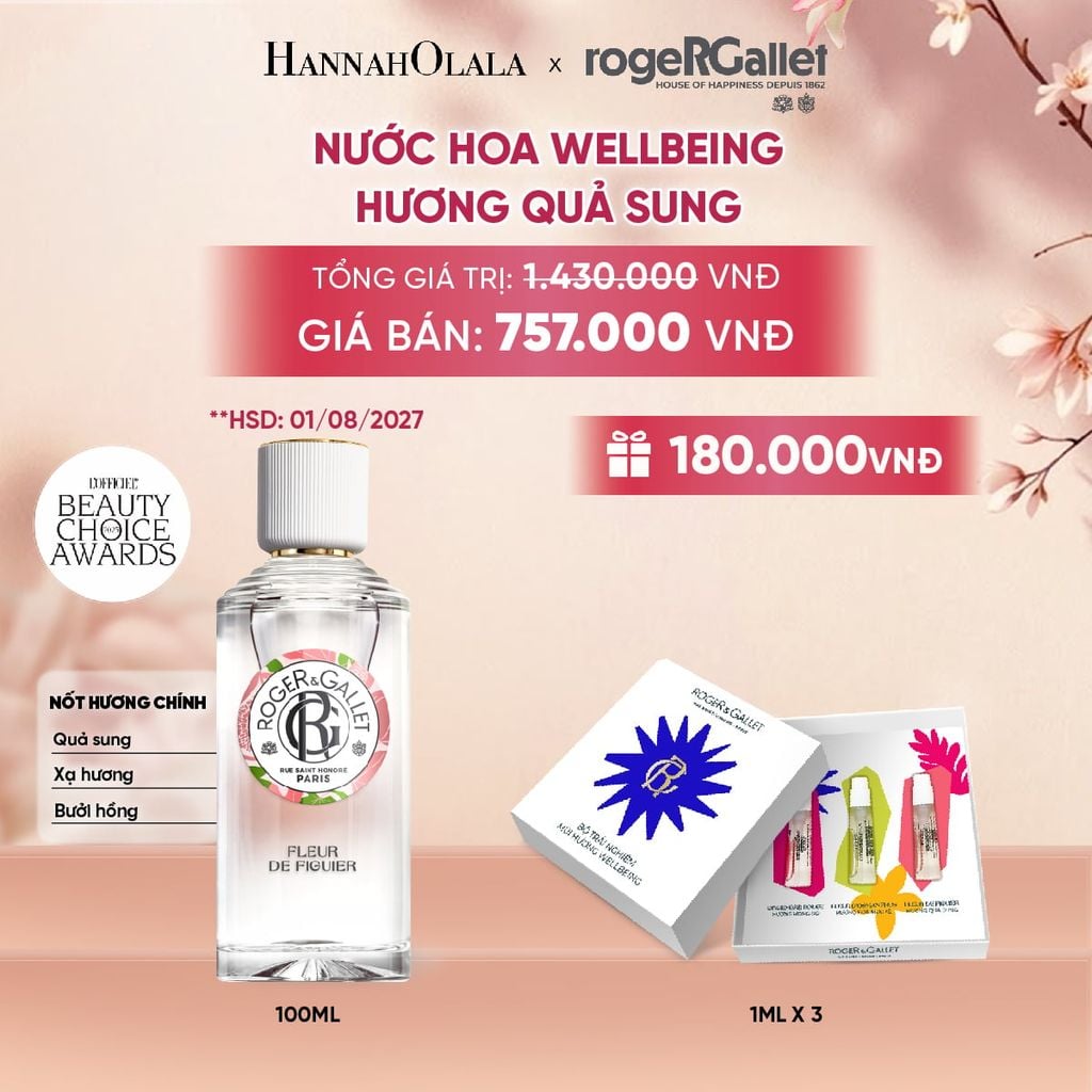  (HSD 07-08/2027) NƯỚC HOA WELLBEING ROGER&GALLET 100ML - A1740 