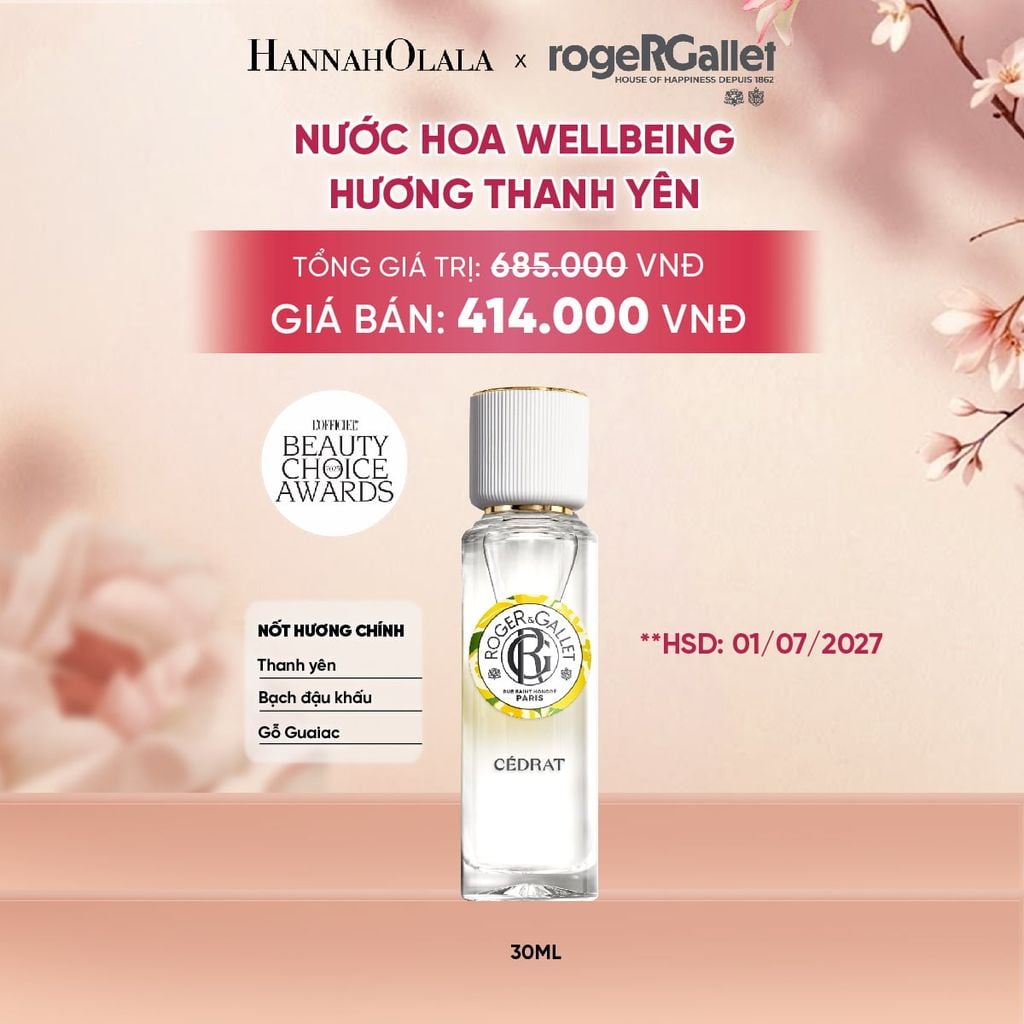  NƯỚC HOA WELLBEING ROGER&GALLET 30ML - A2123 