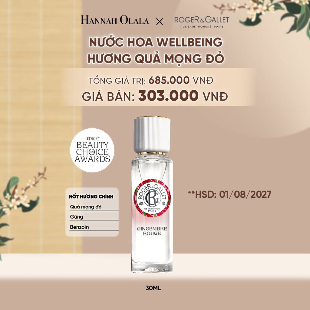  NƯỚC HOA WELLBEING ROGER&GALLET 30ML - A5090 
