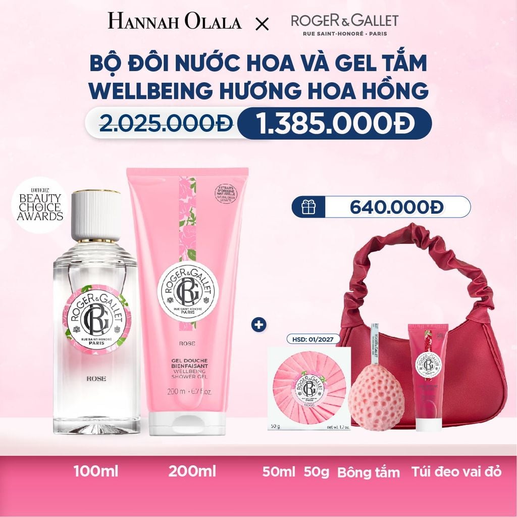  DEAL 3: COMBO LƯU HƯƠNG WELBEING ROGER&GALLLET: Nước hoa 100ml & Gel tắm 200ml 
