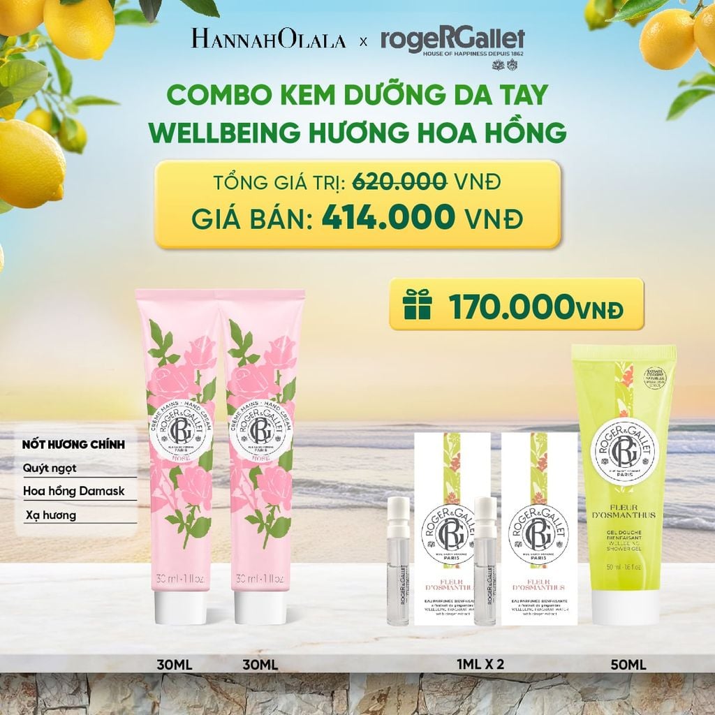  COMBO 2 KEM DƯỠNG DA TAY ROGER&GALLET 30ML 