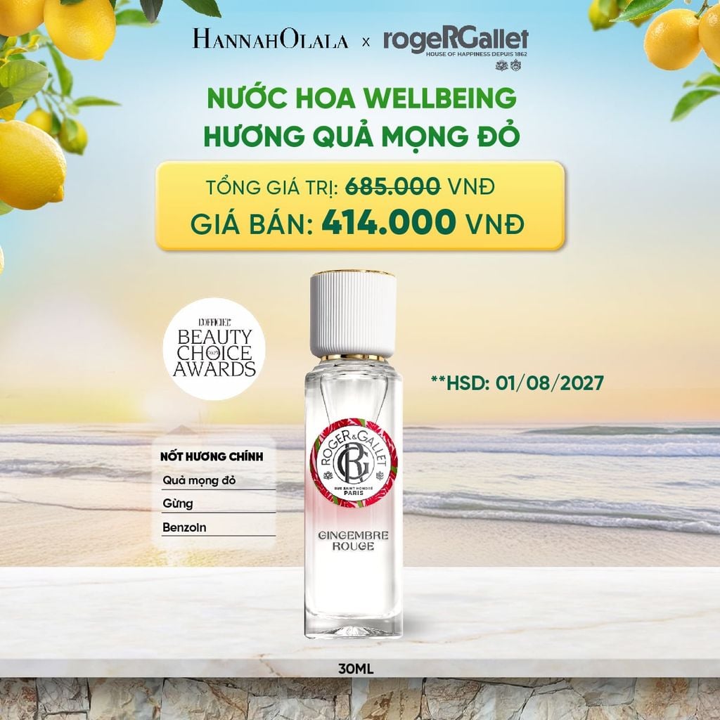  NƯỚC HOA WELLBEING ROGER&GALLET 30ML 